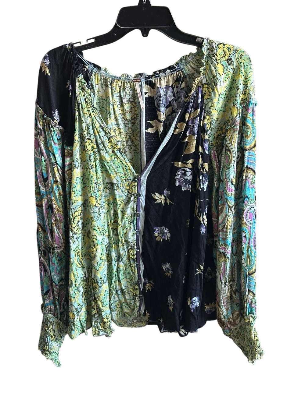 Free People Gemini Blouse in Dark Knight Combo. Size.XL - Picture 5 of 10